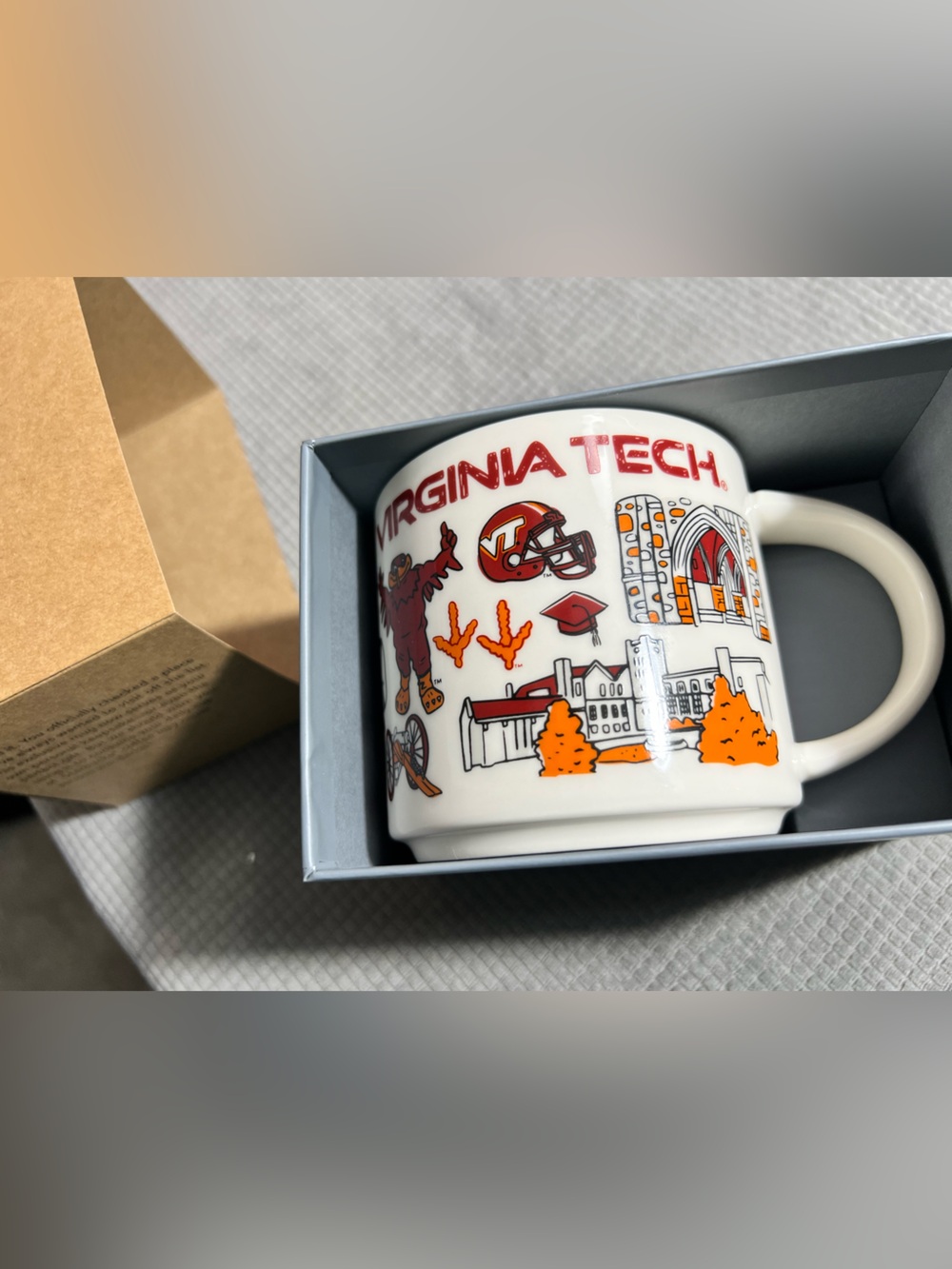 Starbucks Virginia Tech Orange and White Illustrated Campus Mug